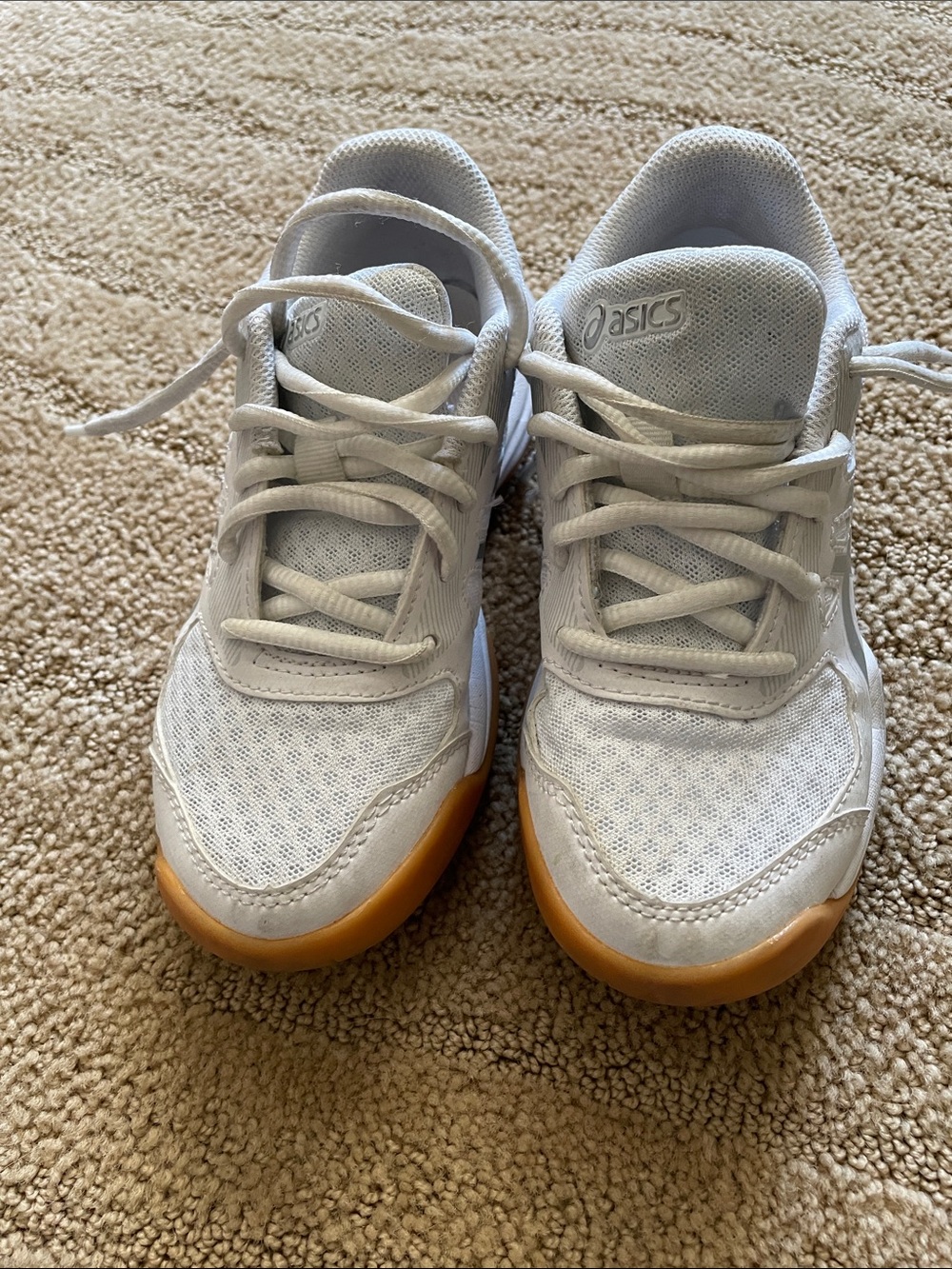 Girls Asics White and Gum-Tone Mesh Athletic Sneakers - Picture 2 of 4